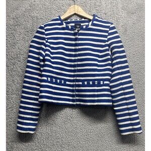 Gap blue & white striped blazer size 2 boxy full zip business career